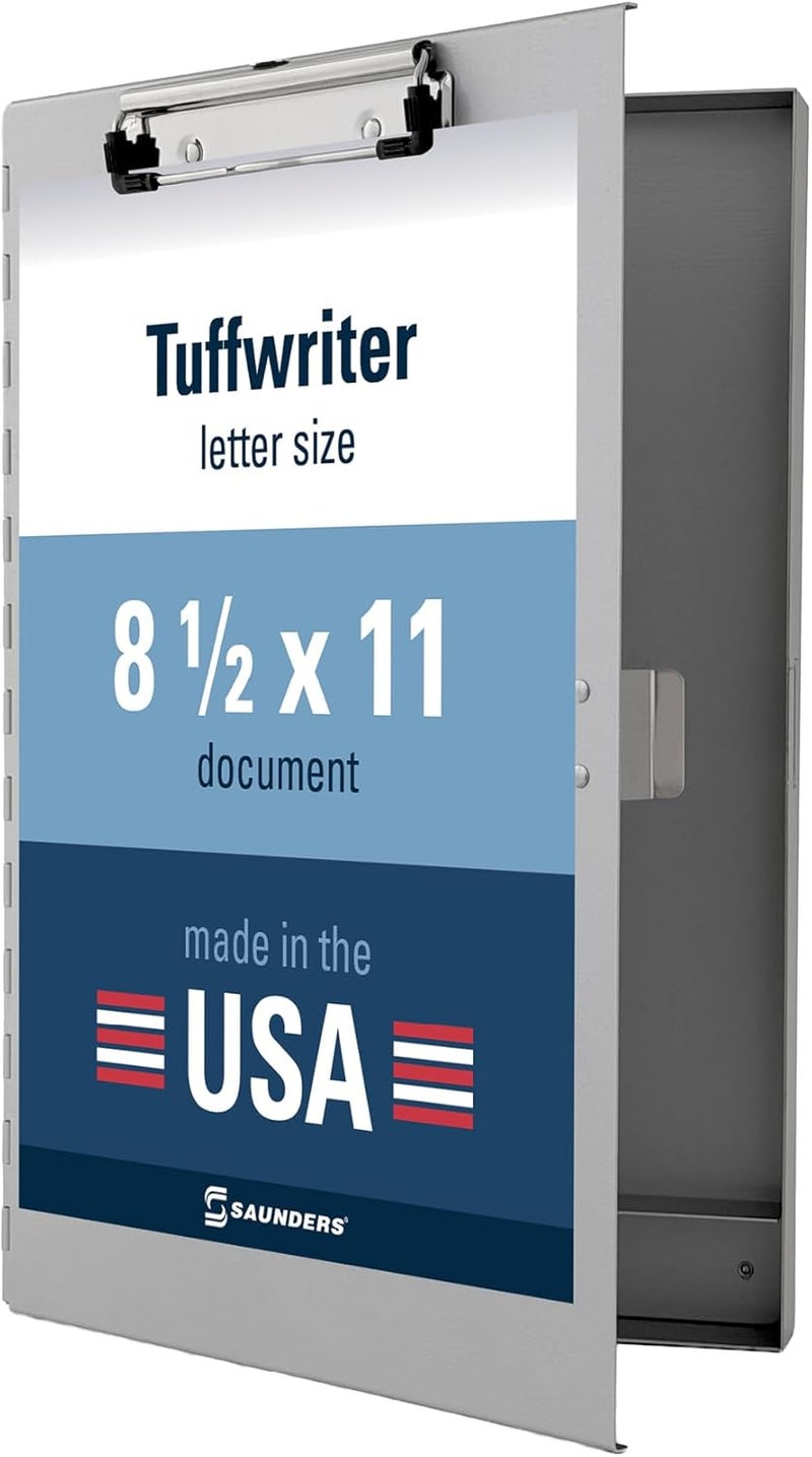 Saunders Metal Clipboard with Storage, Silver Single Layer Nursing Clipboard Folio, Letter Size Paper Organizer, Slim Steel Clip, Side-Open Form Holder for Office, School & Work - Made in USA - Image 1